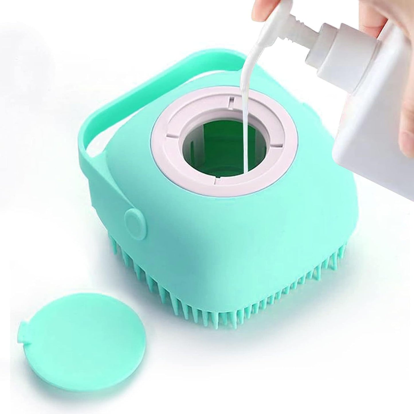 Pet Grooming Brush With Soap Dispenser For Dogs And Cats Soft Silicone Bristles, Long Short Hair Friendly